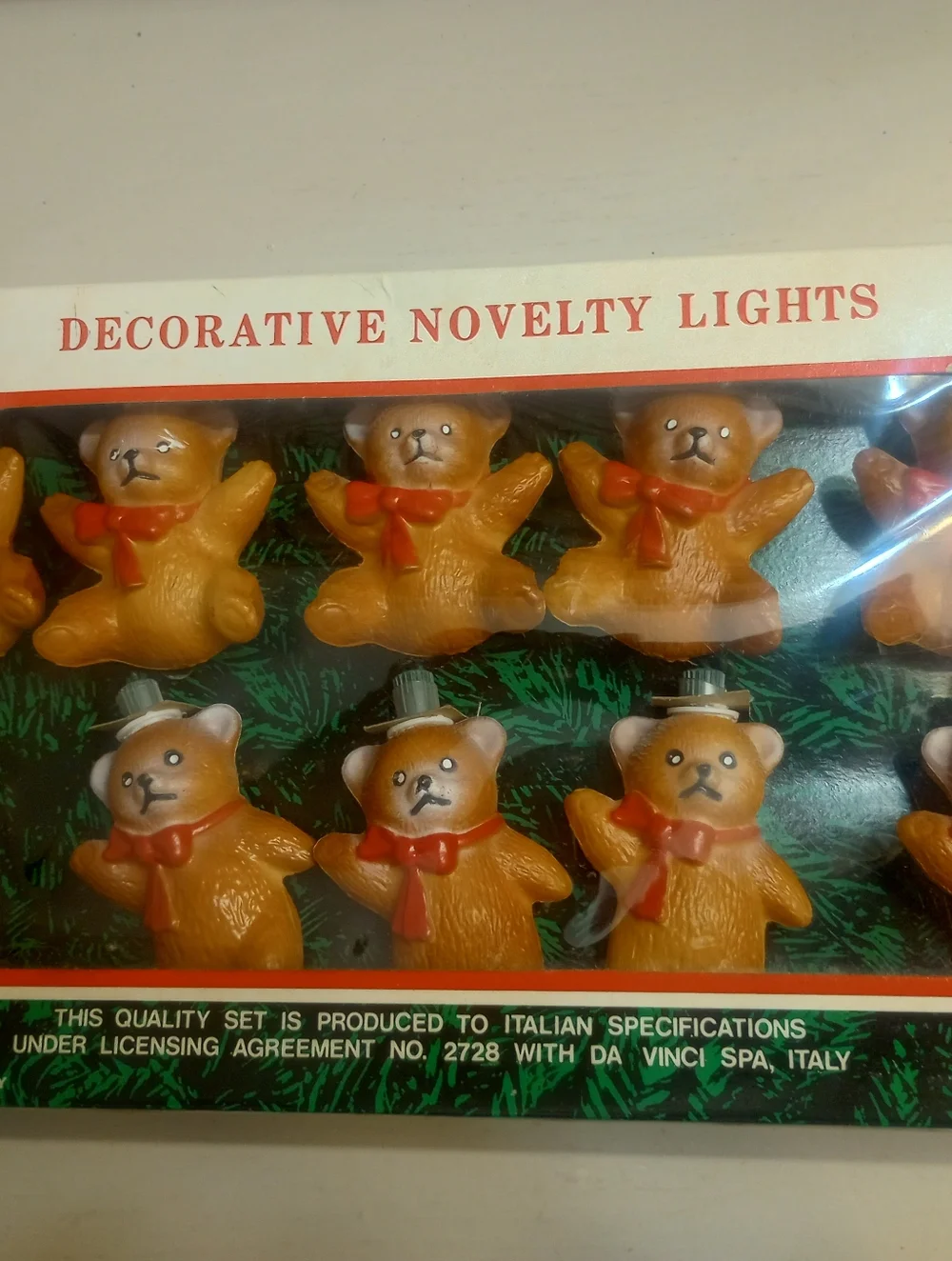 Santa's World Vintage Teddy Bear Light String New In Box